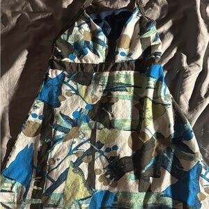 Patagonia Blue, Green, Black & Cream Floral Sundress
